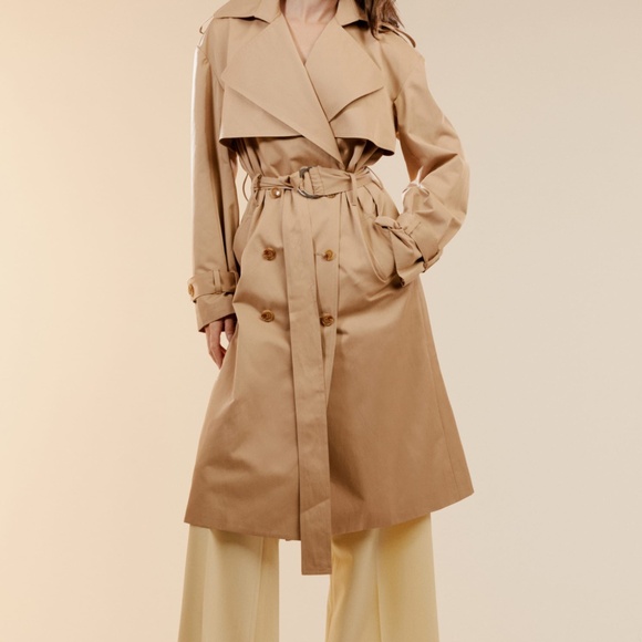 Halle Trench Coat In Tan - Picture 2 of 10